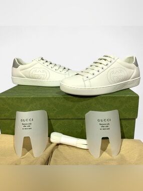 Authentic Gucci perforated logo sneakers
Women’s 7.5/8 - Men’s 5.5/6